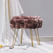 Wholesale Hot Sale Nordic Modern Pink Velvet Fabric Ottoman Legs Modern Dressing Table Step Stool Ottoman Pouf