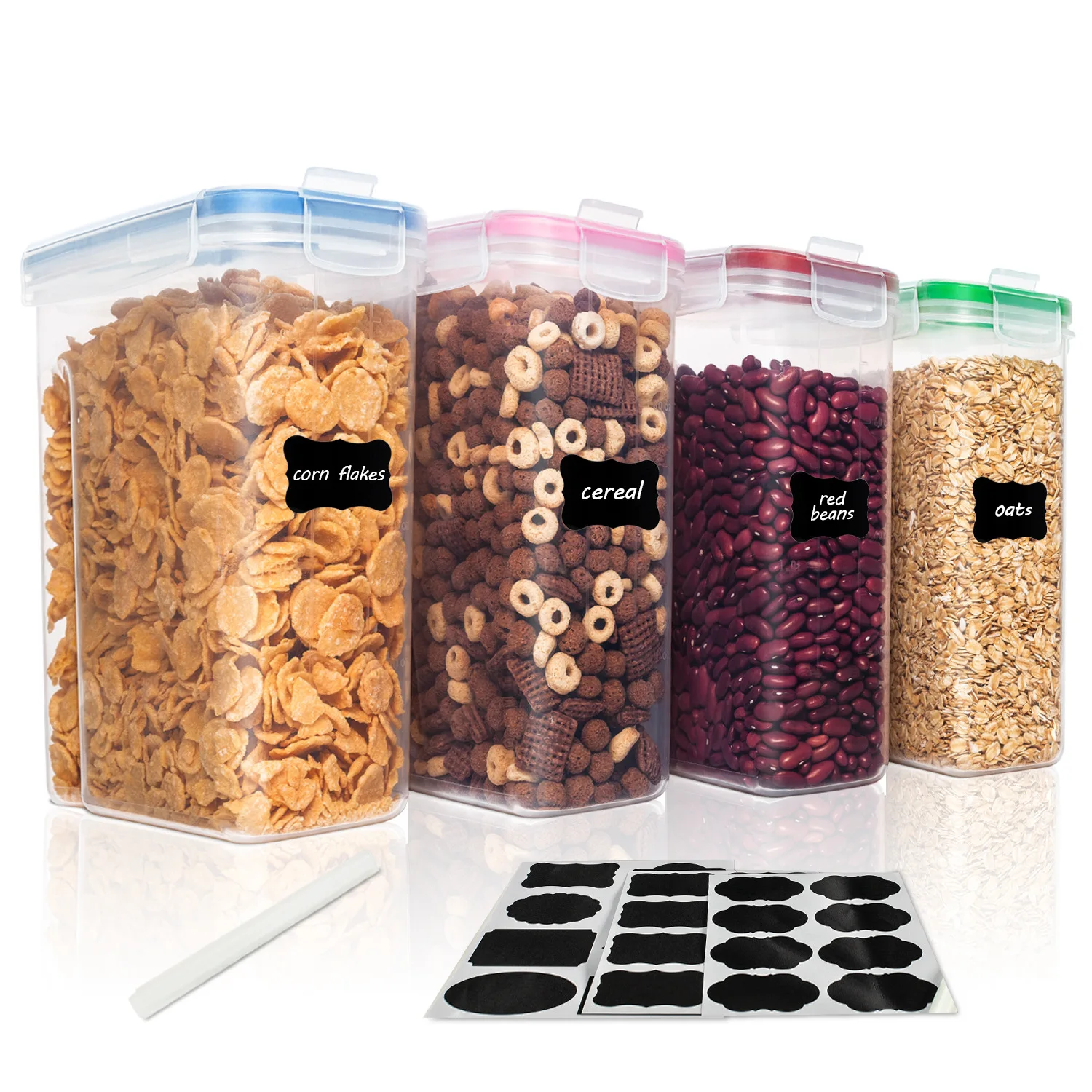 4l 4 Pack Plastic Cereal Storage Containers Kitchen Accessories Cereal ...