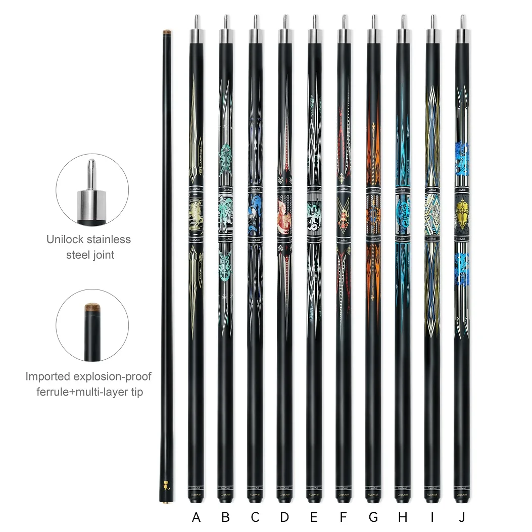 カラー57インチカーボン材料13mmチップ1/2ビリヤードプールキュー