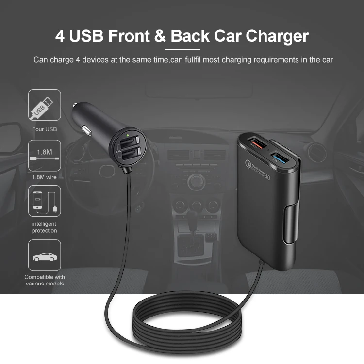 Qc3.0 Car Charger Online 48w New Pd 4 Port Usb Car Charger For Back