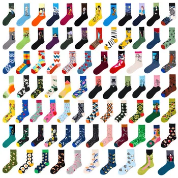 Hot Selling Colorful Funny Crazy Novelty Custom Crew Fancy Men's Socks Tube Crazy Socks