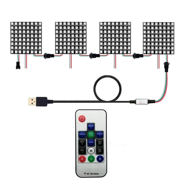 Panneau RVB WS2812B 16x16 Pixels Flexible Adressable - Module LED Intelligent 256 LEDs Pour Projets Créatifs Et Installations Lumineuses