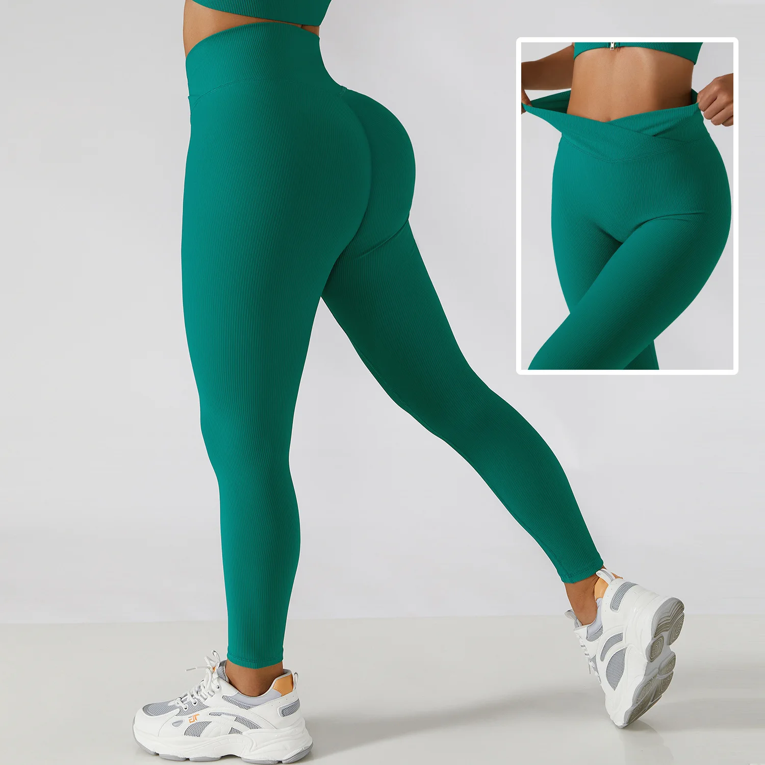 Wholesale High Rise Scrunch Butt Back V-Cut Elastic Waisted Tummy Control  Running Leggings for Women, Custom Seamless Sports Fitness Gym Workout Yoga  Pants - China High Waisted Leggings V Cut and Scrunch