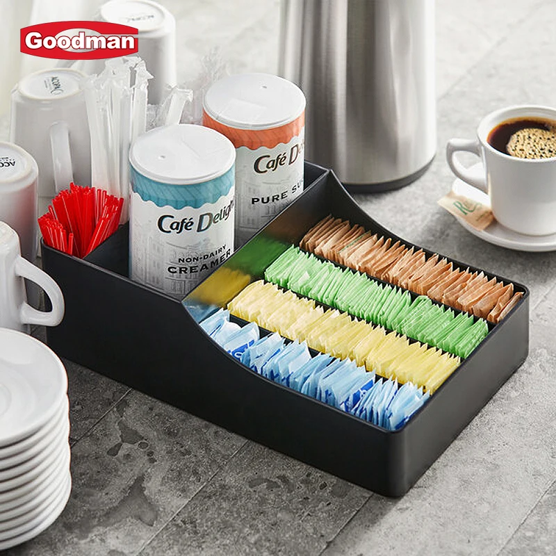 6-Compartment Condiment Organizer for Coffee Station 