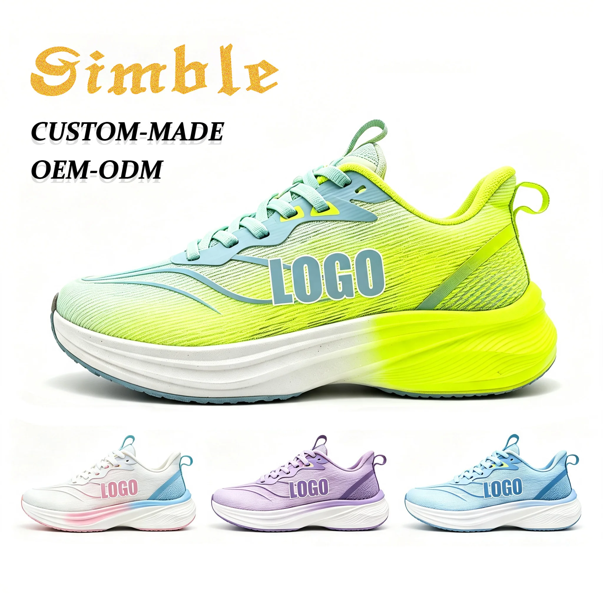 OEM Custom Logo Women Running Shoes Design Shock-absorption Soft EVA Walking Style Men Sports Shoes Sneaker