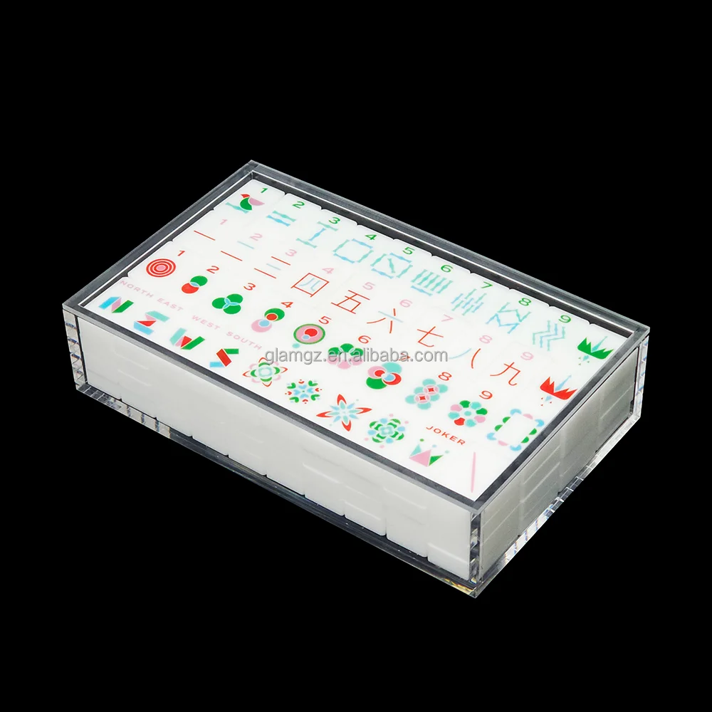 Clear Acrylic Mahjong Tile Set Protector Storage Case Custom Acrylic Mahjong Box with Lid