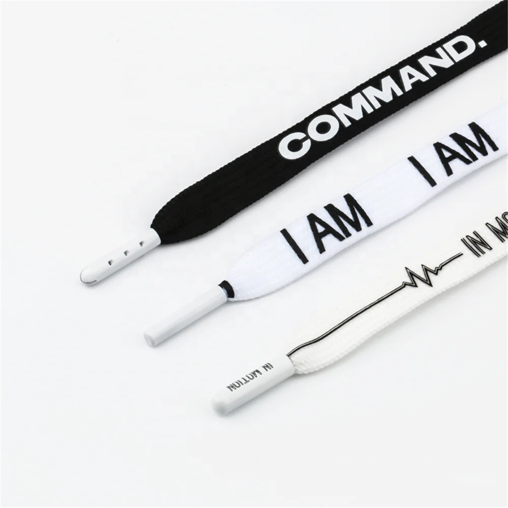 Custom Laces With Metal Aglets Tip Shoe Laces Printed Flat Round