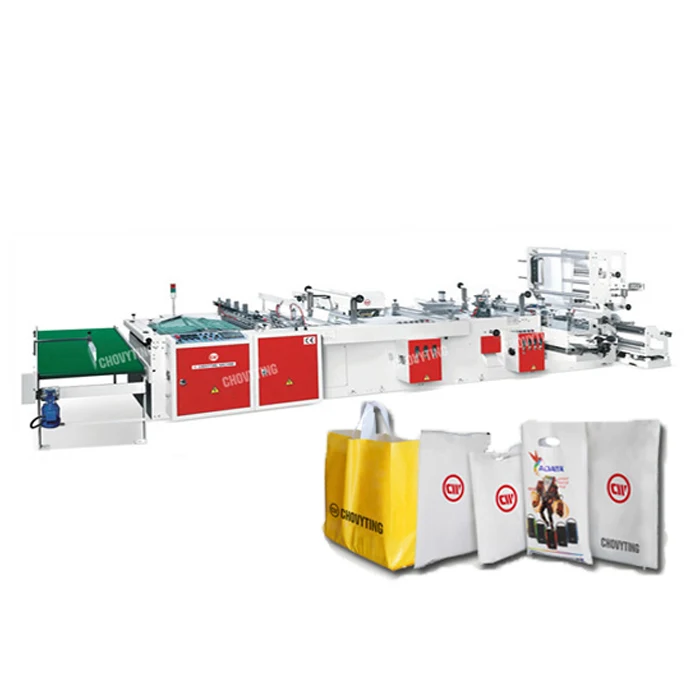4 Function Automatic LDPE Side Seal Cutting Loop Hand Shopping Bag Machine Heat Weld Patch Handle Carry Plastic Bag Make Machine