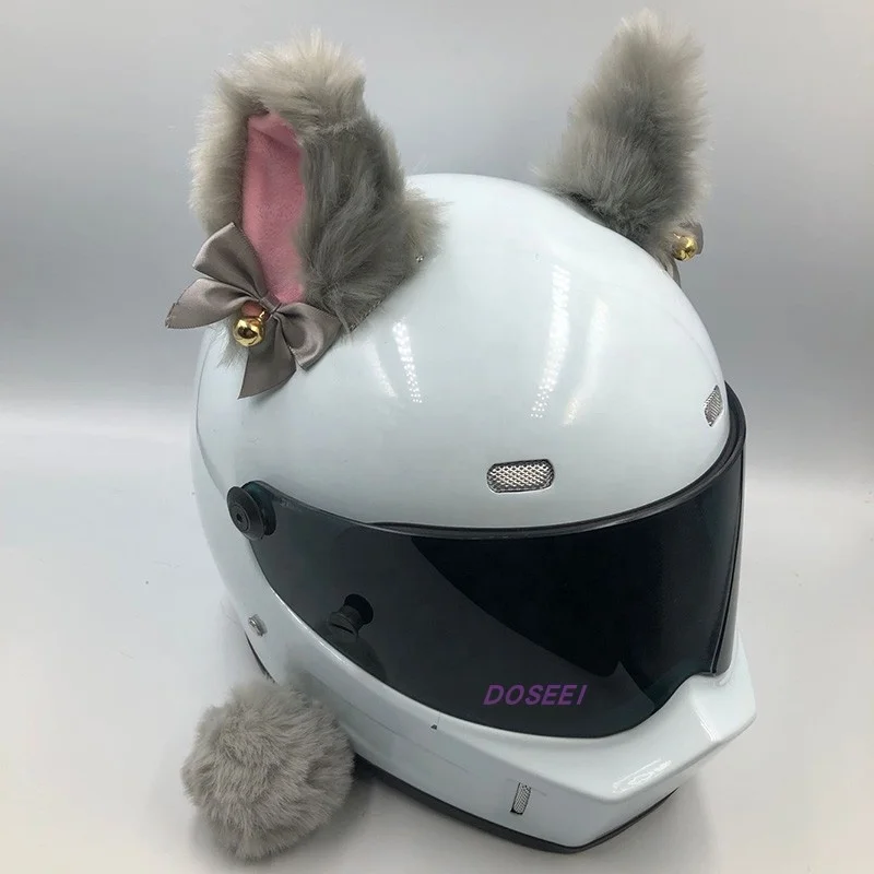 Oreilles De Lapin Pour Casque - Accessoire Déco Pour Casque Moto, Ski, Vélo - Avec Fixation Velcro, Noir Ou Gris