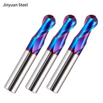 HRC60 OEM Factory Wholesale 2-Flute Solid Ball Nose End Mill 10mm Shank Tungsten Carbide CNC Metal Coated Safety Milling Tools
