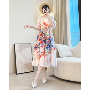 Women's Autumn Evening Dress Factory Wholesale New Collection French Flower Bud Skirt Pleated Casual Dress