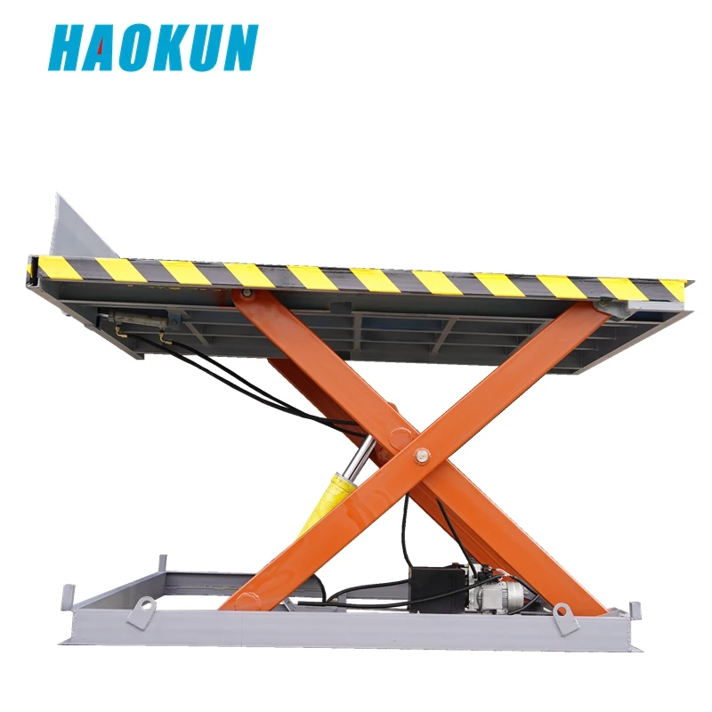 Özelleştirilmiş Hidrolik Sabit Makas Lift Platform Yükleme Rampa 5 Ton X-Lift Masası Uzatılabilir Rampe ile