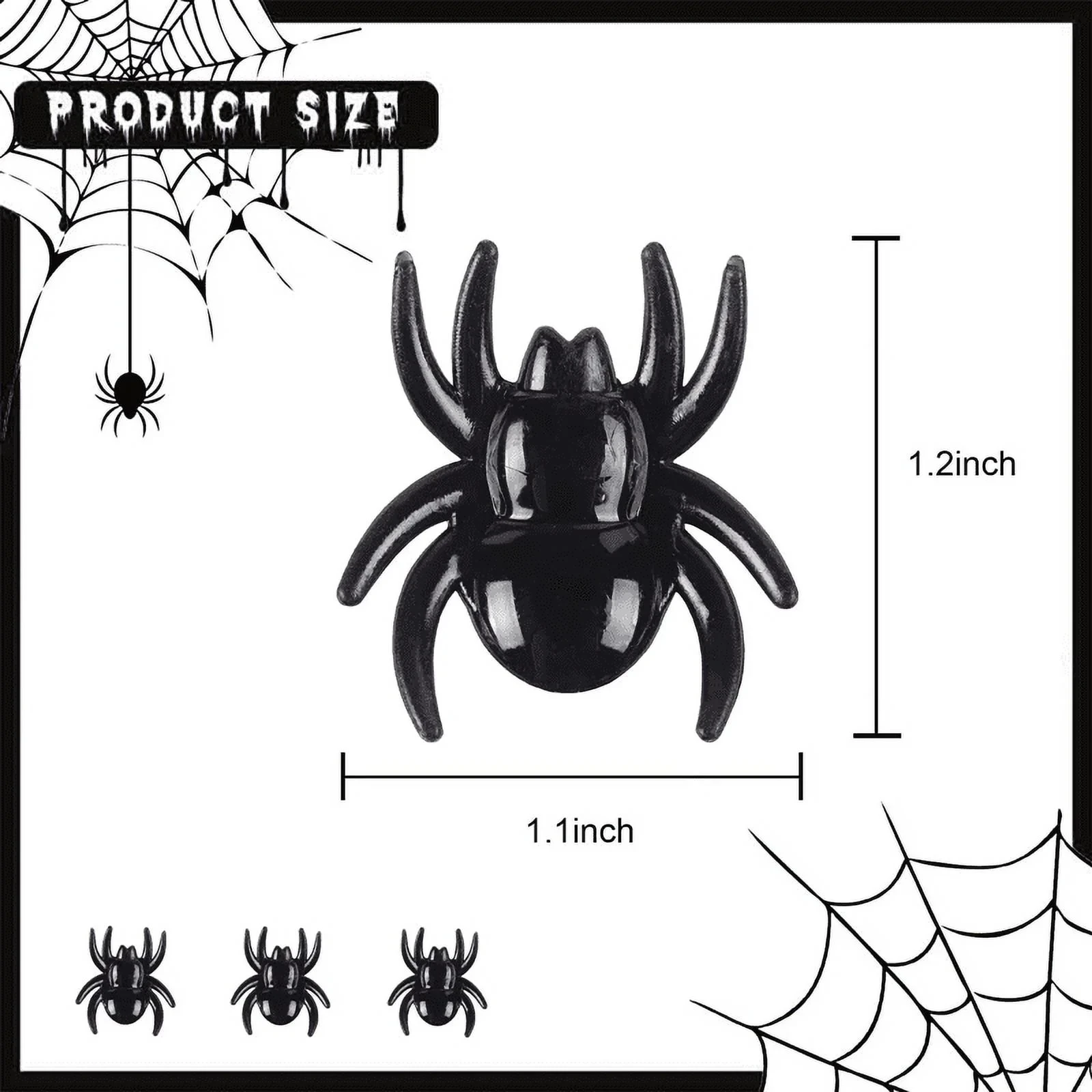 TOYANDONA Ragni Realistici Di Plastica Per Halloween 21x14mm 300 Pezzi Ragni Neri Per Scherzi Giocattoli Truccati