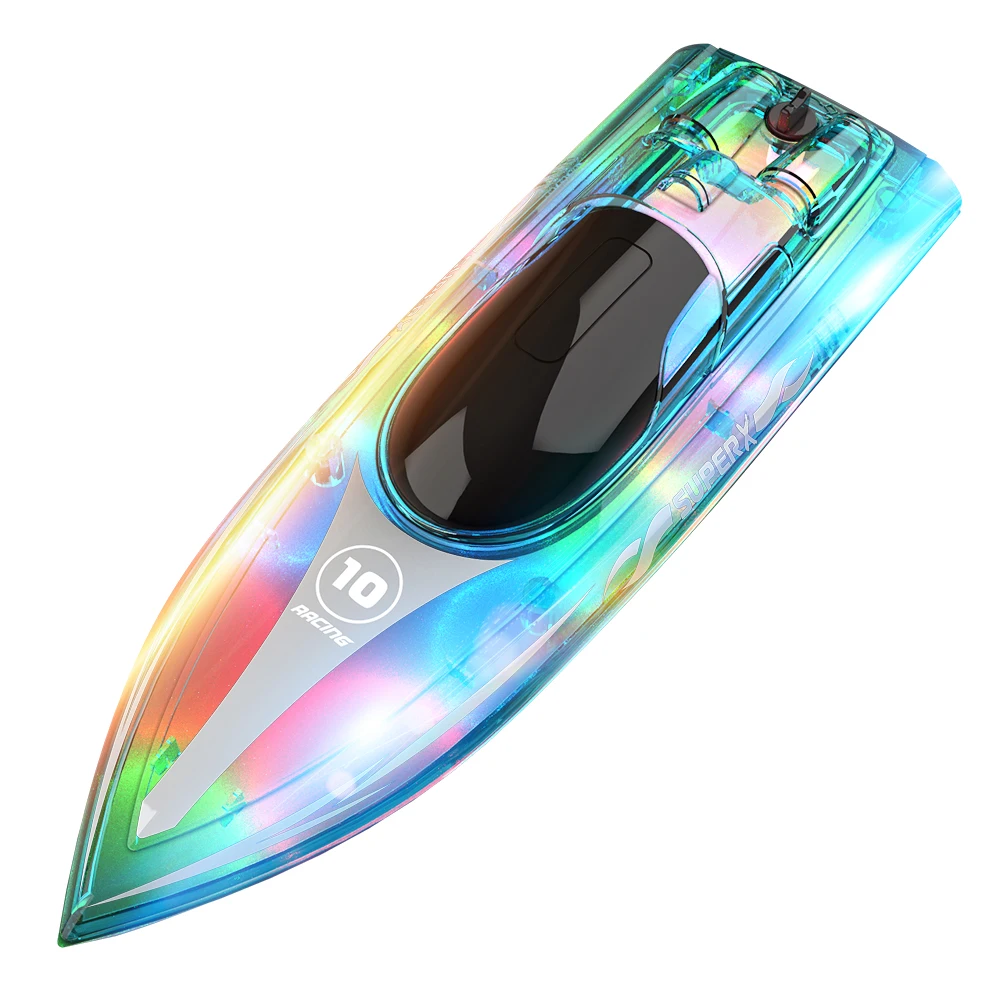 Flytec V555 Fast RC LED Light High Speed Remote Control Racing Boat Waterproof Model Toys Ship for Adult or Kid Gift in Pool