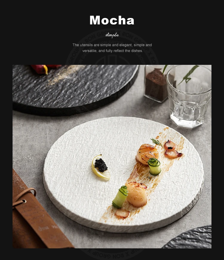 Modern Style Minimalism Round Porcelain Dining Plate Set French Appetizer Snack Steak Plates For Restaurant