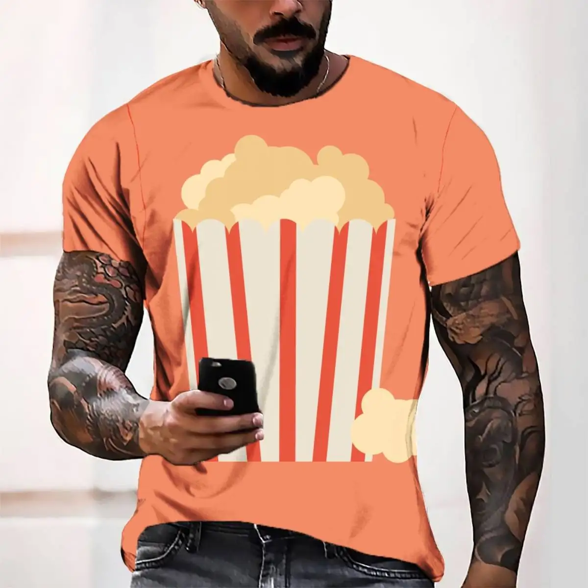 T Shirts Popcorn Loose Summer T Shirt 