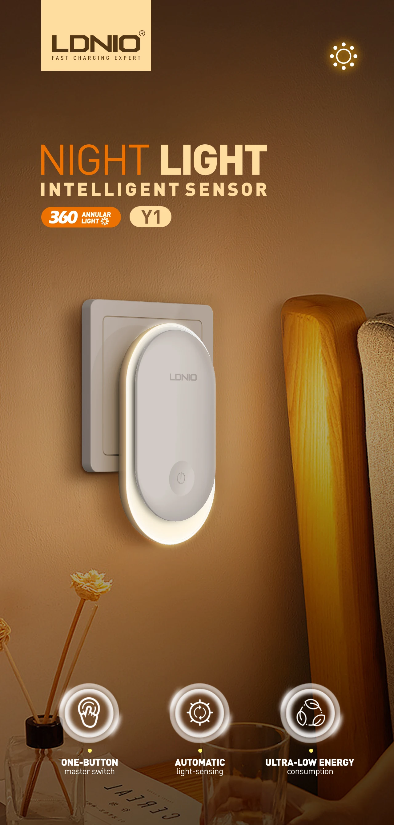 LDNIO Y1 New Arrival Builtin sensor bright night light LED for Kids