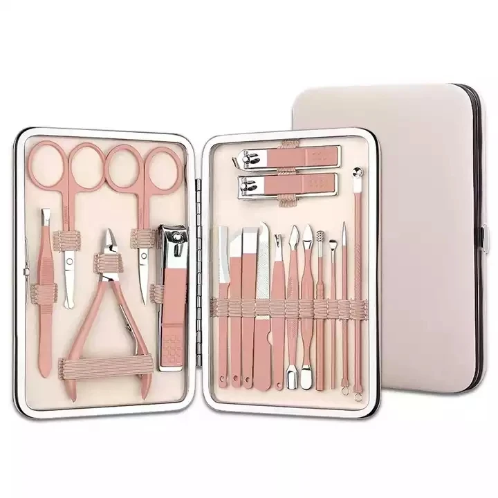 Buena Calidad Juego de Cortaúñas de Acero Inoxidable Kit de Herramientas de Pedicura 18 Piezas Juego de Manicura