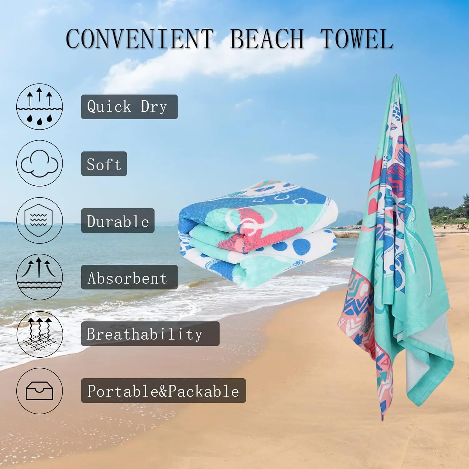 Wholesale Custom Lightweight Striped Microfiber Beach Towels Sand-Free Digital Sublimated Personalized Logo Design supplier