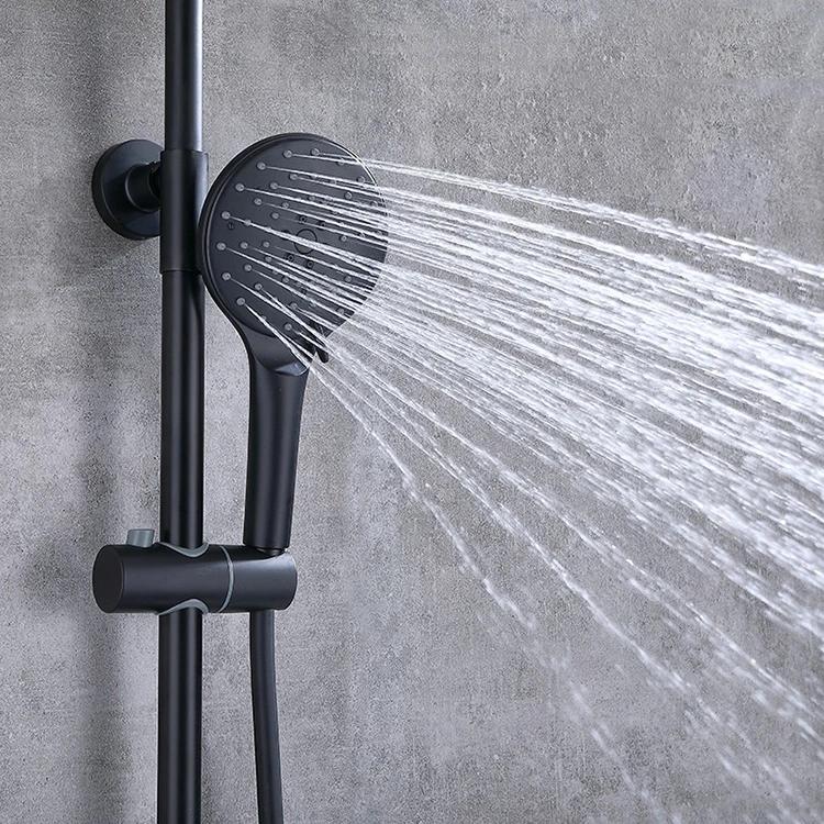 Sistema de ducha tipo lluvia con cabezal de baño de hotel frío y caliente de tres funciones