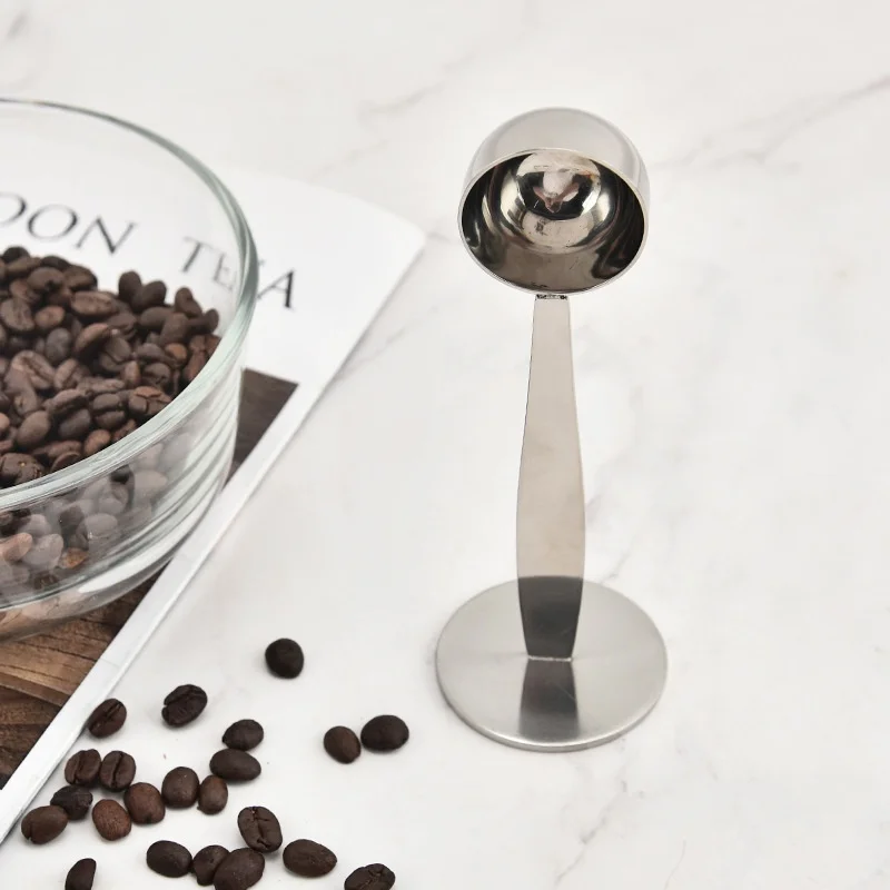 Stainless Steel Coffee Spoon Set Sugar and Powder 2 in 1 Bean Spoon with Measuring Spoon Stand