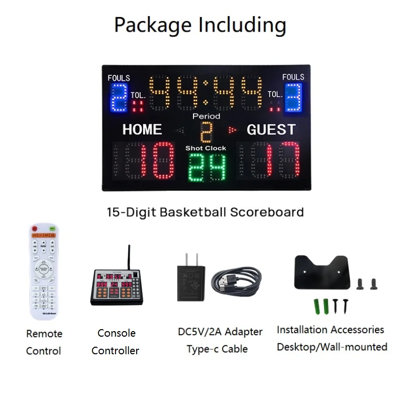 Rechargeable Battery Powered Wireless Remote Console Control Multiple Sports Used Led Electronic Digital Basketball Scoreboard