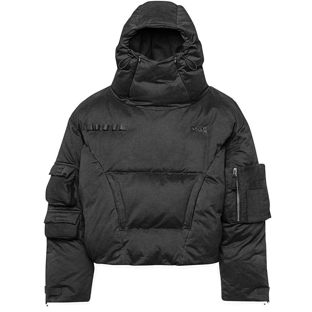 Streetwear Waterproof Men's Bubble Down Coats Blank Custom Multi Pockets Outdoor Black Winter Puffer Jacket For Men_voghion.com