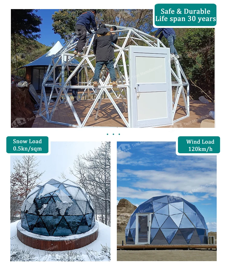 High Quality Geo Dome House Geodesic Glass Dome Tent Kit For Glamping