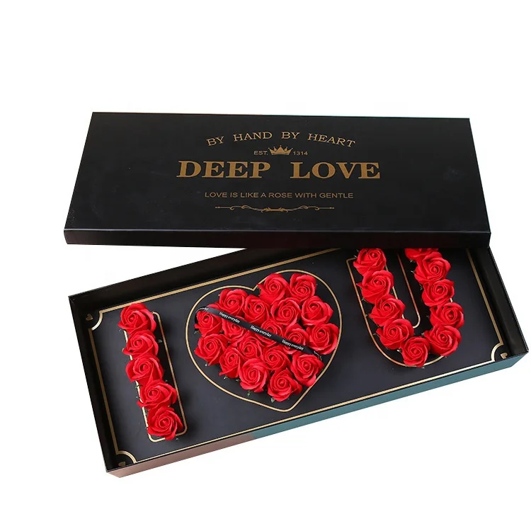 DIY Rectangular Cardboard Paper Heart Flower Box I LOVE YOU Gift Box