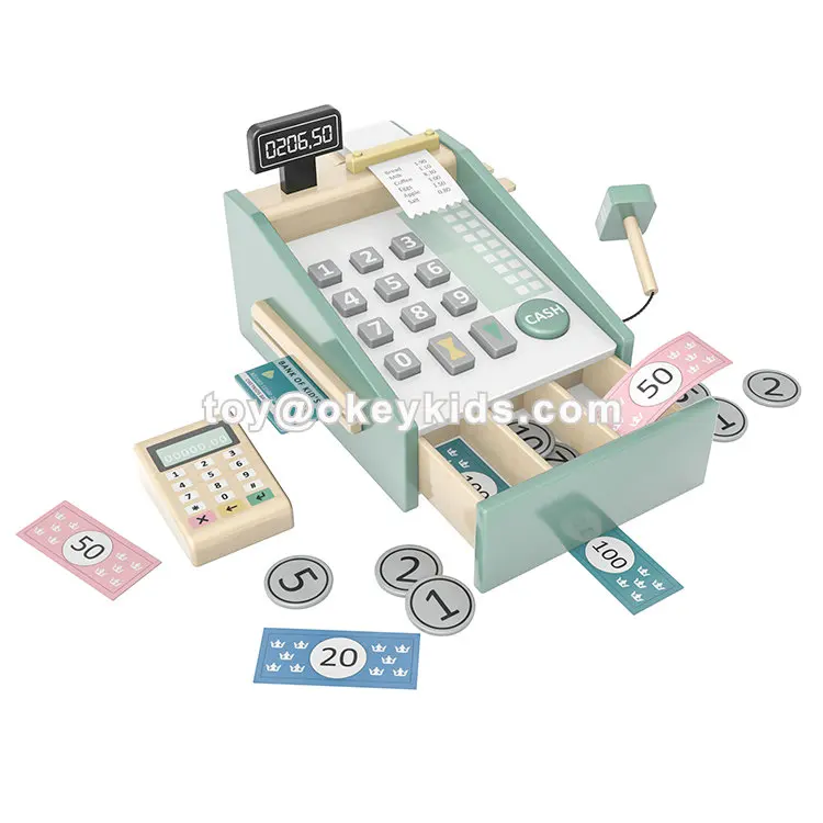 toy cash register with scanner and receipt