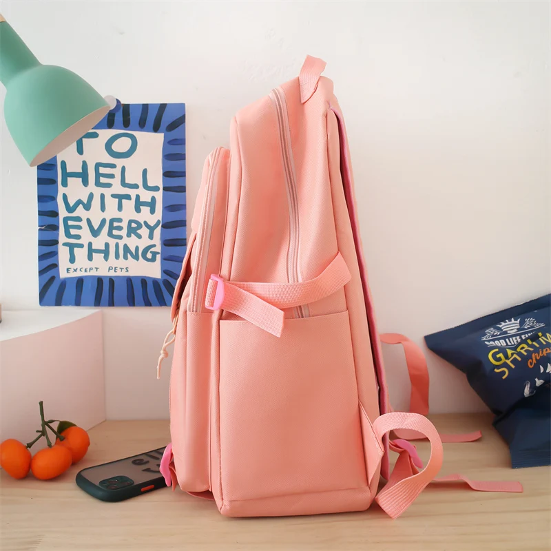 Students school backpack 5 in 1 canvas school bags for teenager book bag rucksack tote bag