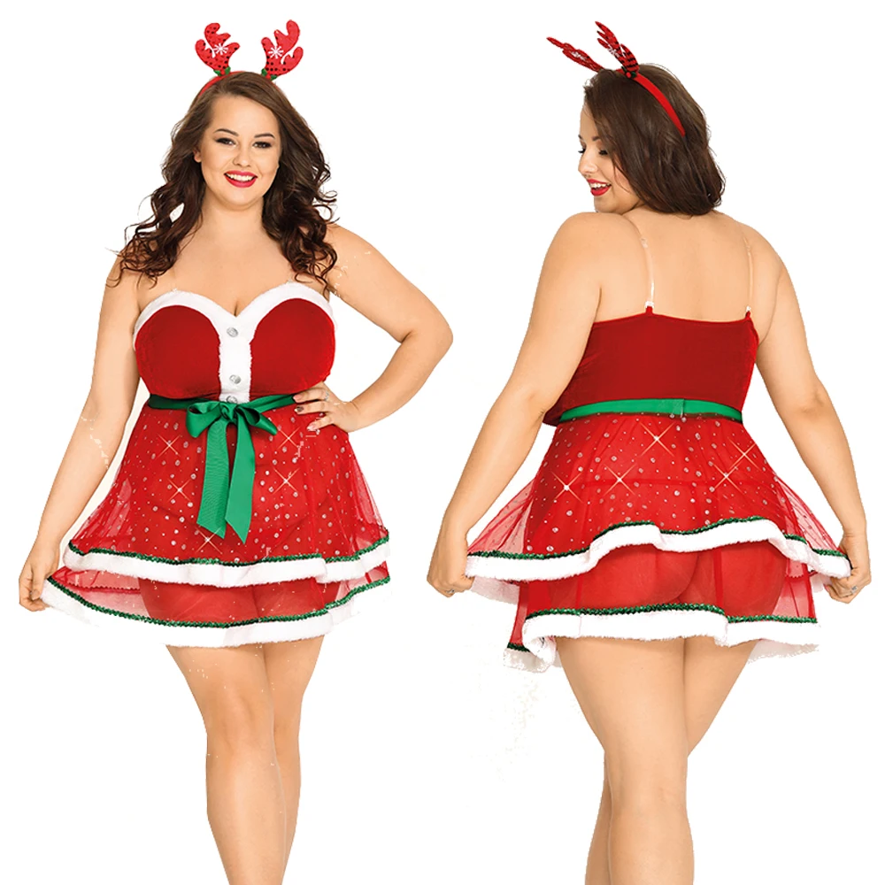 The Red Seductive Santa Claus Suspender Christmas Dresses Sexy Christmas  Christmas for Plus Size Women