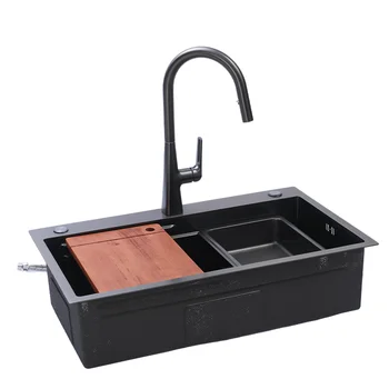 Professional Factory Supply Black Nano Honeycomb Step Sink High Quality Kitchen Sink