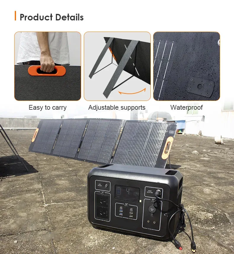 VS200 Pro Portable Solar Panel 200W 48V, 23% Efficiency Foldable Solar Panel W/ IP67 Waterproof & MC-4 Anderson XT60 DC5521 Adapters & Adjustable Kickstands, Off-Grid Power For Home & Camping - View #13