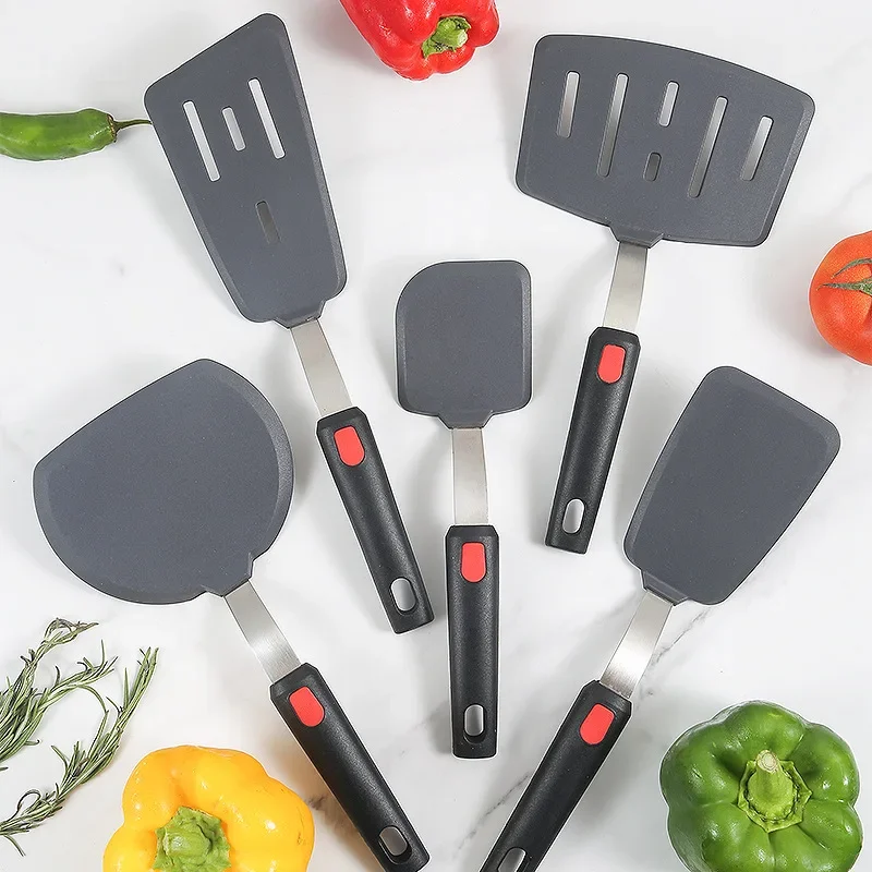 Luxury Custom Novelty Eco-Friendly Kitchen Utensils Set Non-Stick Silicone Heat Resistant Spatula Spoons 18-Piece Frying
