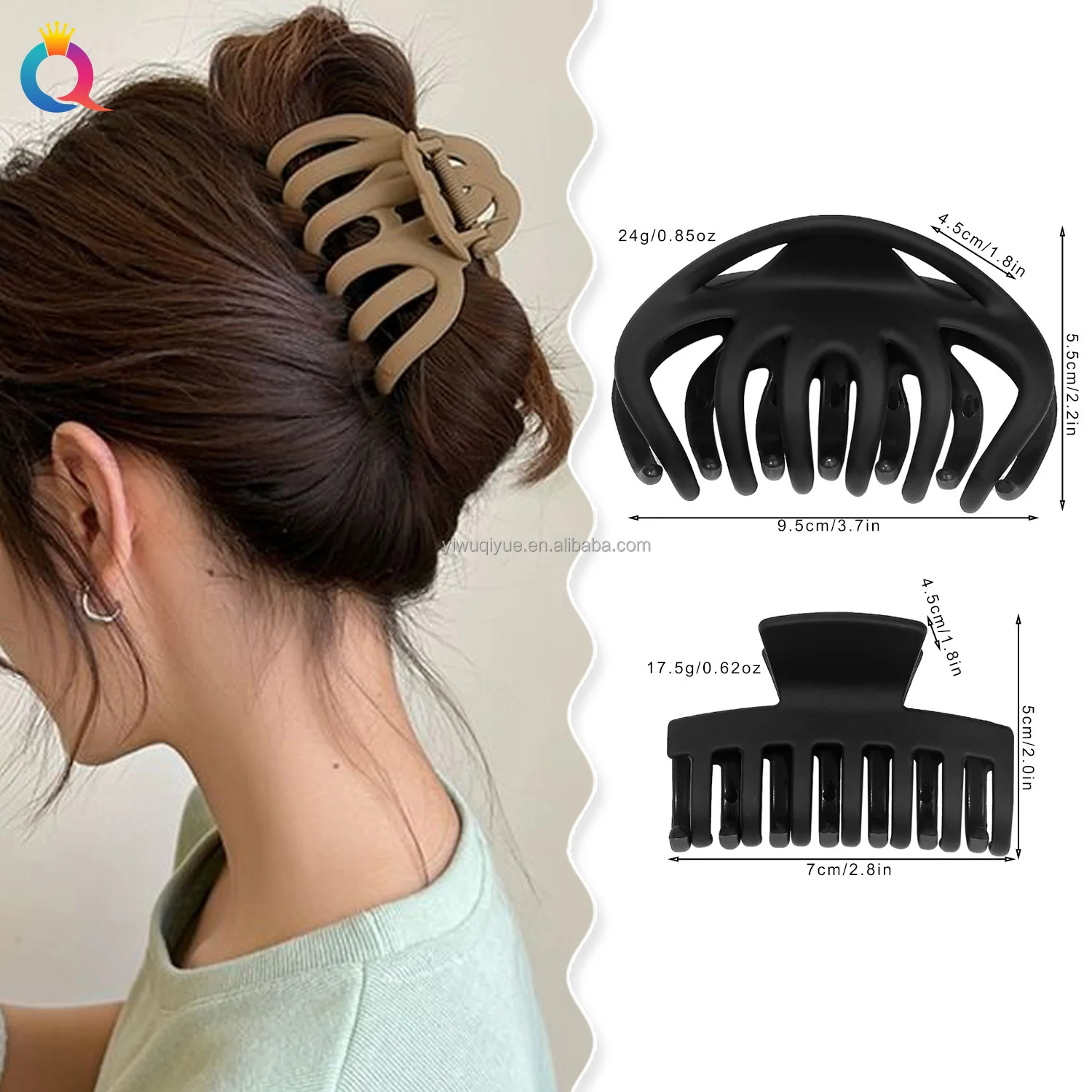 Qiyue Medium Size Matte Hair Claw Clip Two Shape Hair Clamp - Buy Black ...