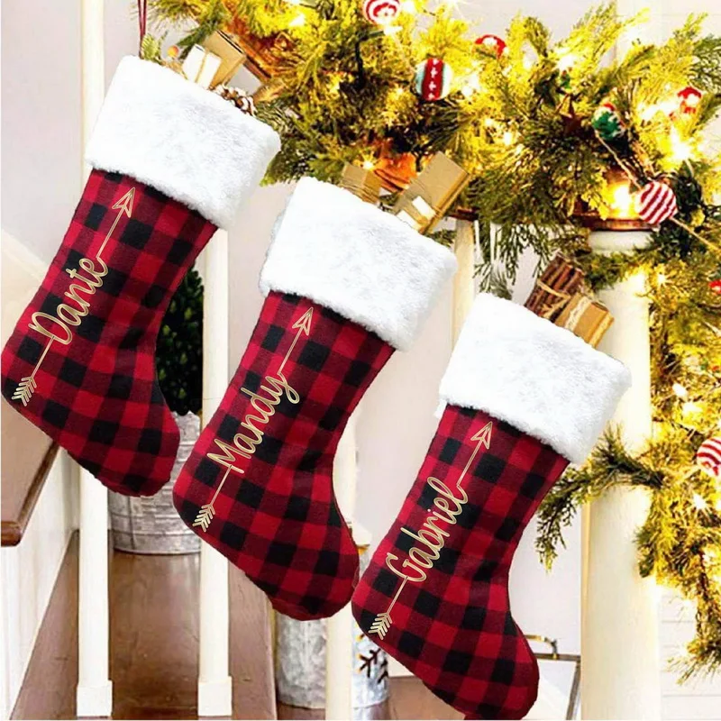 Plaid Personalized with Any Name Christmas Stocking