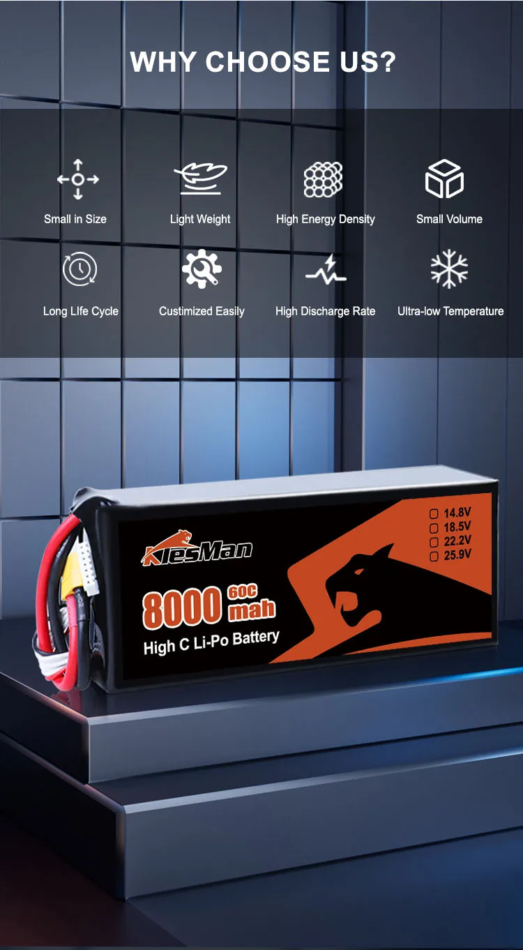 Batteria originale 6S1P 8000mah 22.2V di droni al litio polimerico per droni RC FPV 4