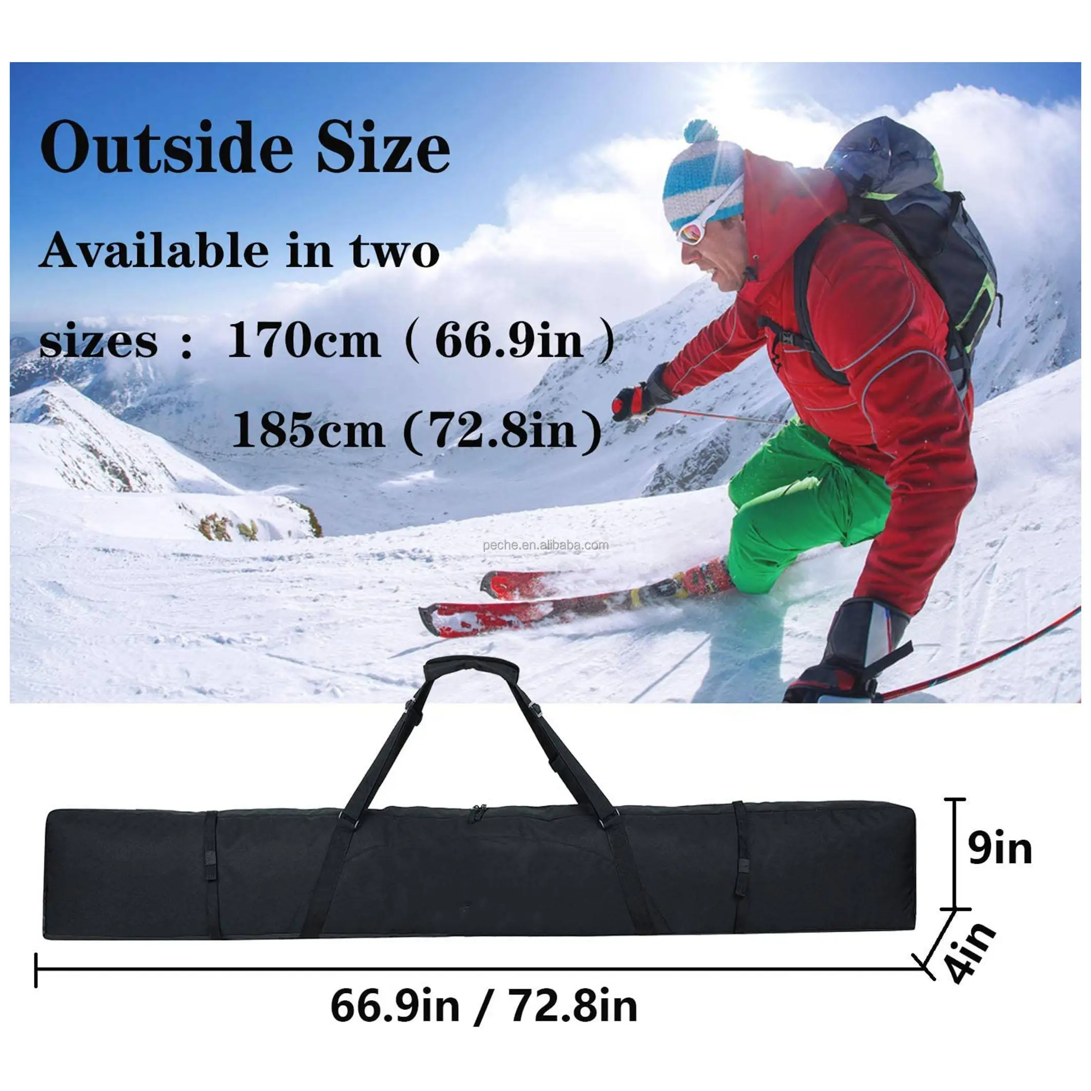 Snowboard Bags Single Ski Carry Bags For Cross Country Downhill Ski Clothes Snow Gear Poles And