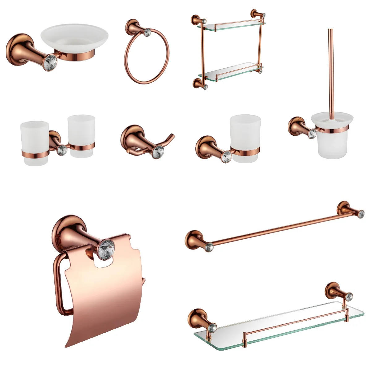 Bathroom Fittings Sanitary Ware Bathroom Accessories Rose Gold Bath Set