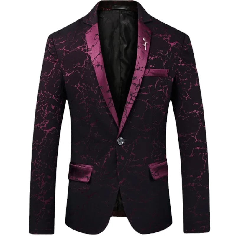 Hot Sale One Button Suits Fashion Night Club Slim Fit Coat Men Blazer Business Jackets Spring Autumn _voghion.com