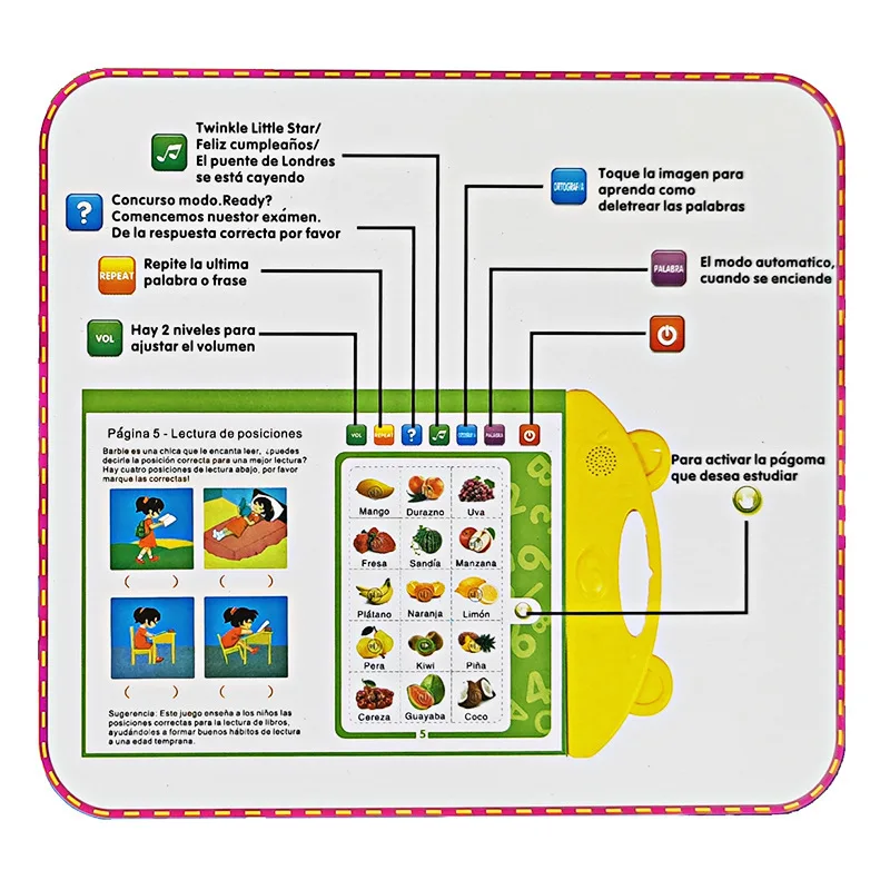 【中古2CD+BOOK】Indian Talking Machine Aidisheng Toys Educational Spanish Talking Audio Books