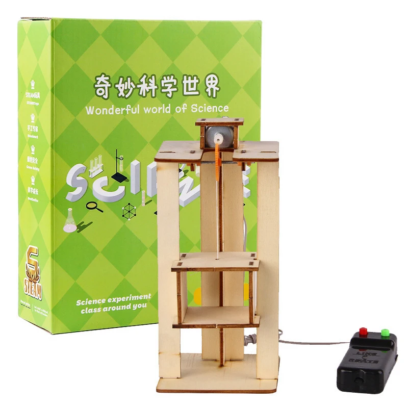DIY Remote Control Electric Lift Elevator Kids Science Toys Experiment Kits Creative STEM Education Innovation School Project