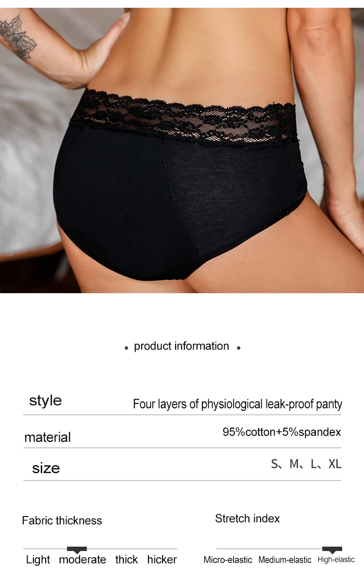 Woman Cotton Period Underwear Plus Size Four Layers Leakproof