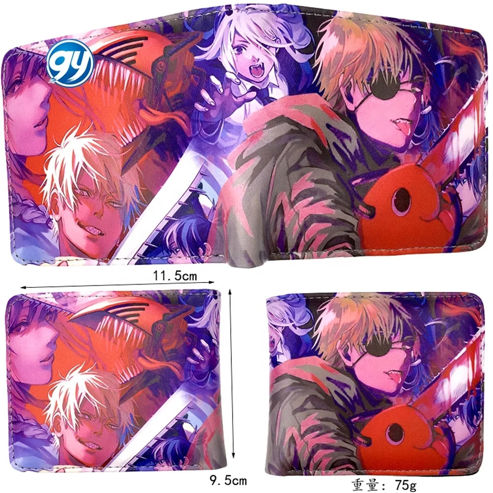 Anime Chainsaw Man Pochita Pu Leather Bifold Short Wallet With Zipper ...