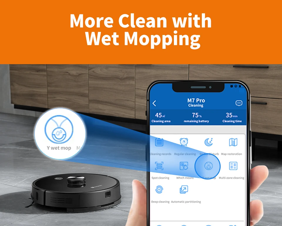 Proscenic M7pro Laser Navigation Robot Vacuum Cleaner 2700pa With Wet