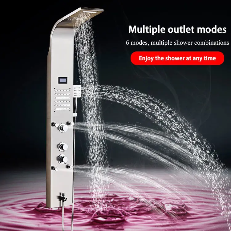 Gold High Pressure Rainfall Shower Spa Massage Jets Digital Led Shower