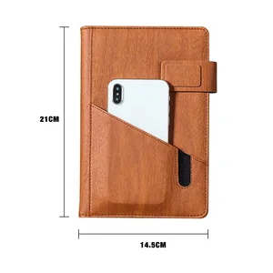 Custom A5 Journal Diary Pocket Notebook Gift Set Business Hardcover PU Leather 60 Sheets Spiral Binding