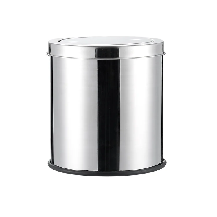 Wholesale Stainless Steel Flip Top Rotative Trash Bin Open Top Structure Swing Lid Round 12L 30L for Restaurants Indoor Use