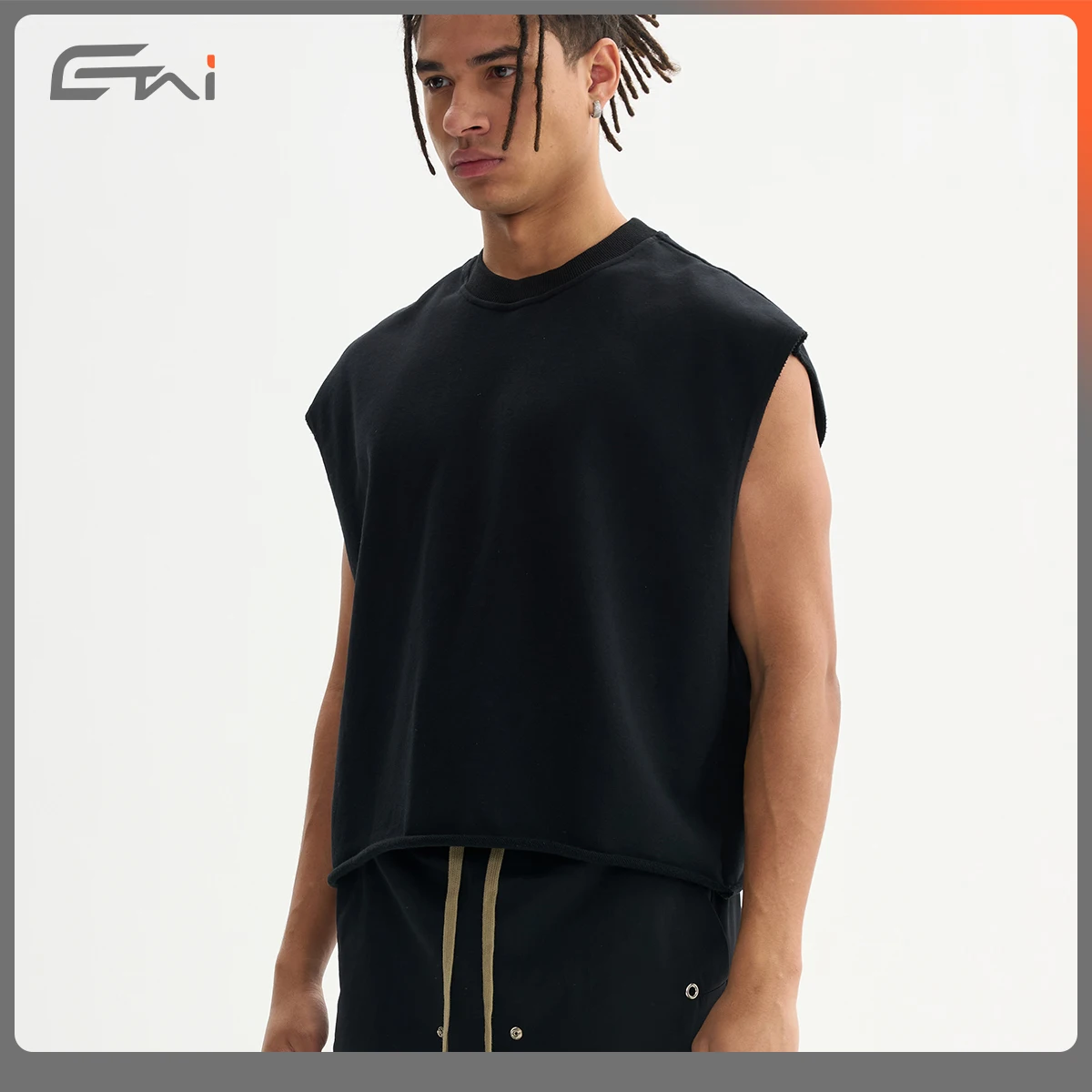 high quality raw edge sports vest streetwear custom workout
